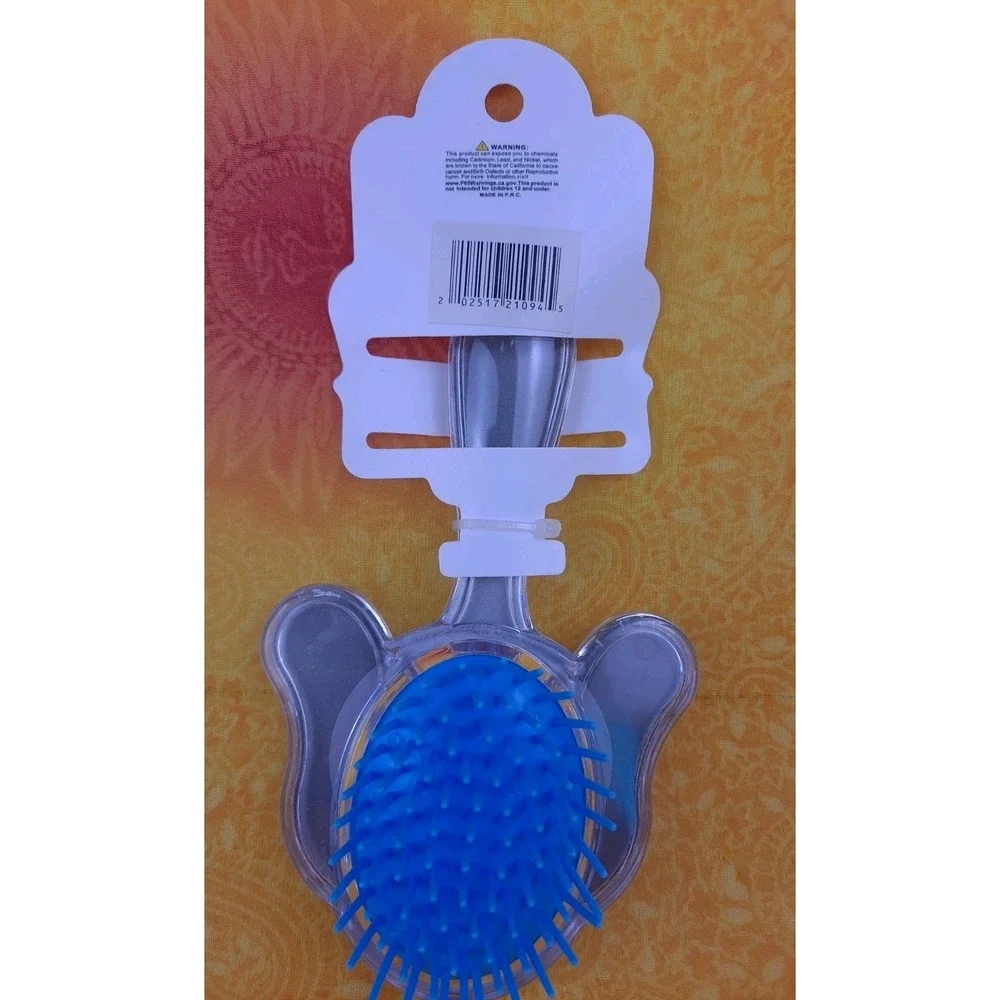Glitter Dog Shaped Hair Brush Gray‎ Dog With Blue Glitter Massage Scalp